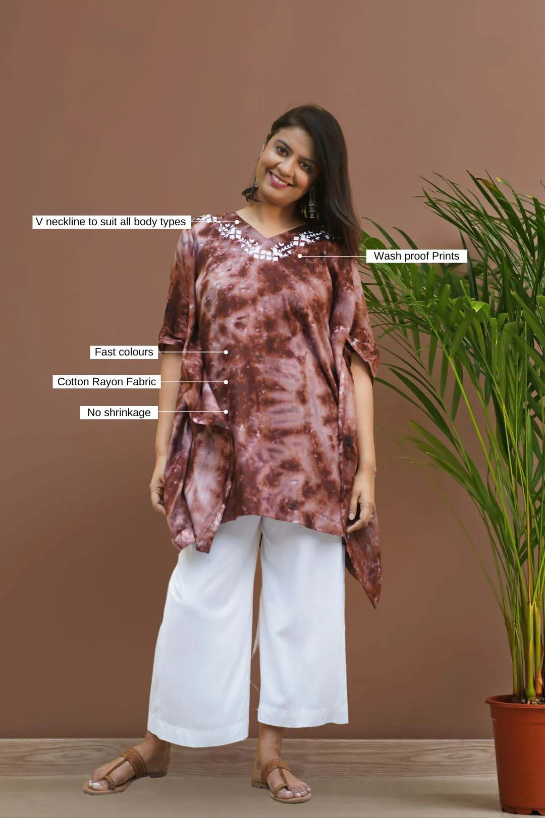 Coffee Rayon TieDyeKurta - MochaChic
