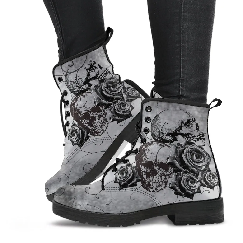 Combat Boots - Witch's Gray Boots | Goth Boots, Gothic Boots, Boho Shoes, 90s Boots, 2000s Boots, Vegan Leather