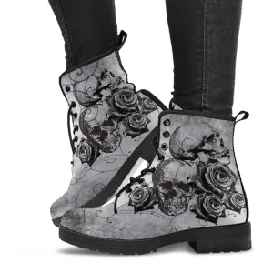 Combat Boots - Witch's Gray Boots | Goth Boots, Gothic Boots, Boho Shoes, 90s Boots, 2000s Boots, Vegan Leather