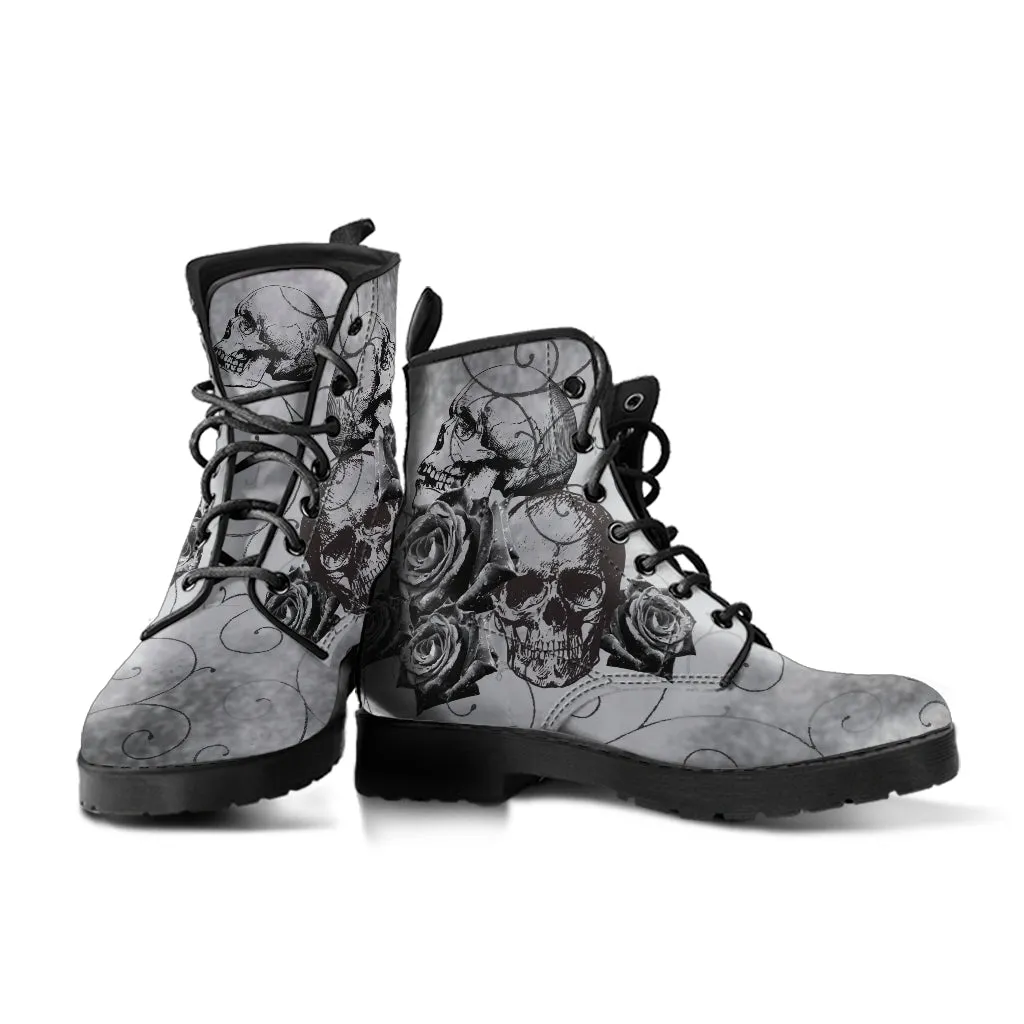 Combat Boots - Witch's Gray Boots | Goth Boots, Gothic Boots, Boho Shoes, 90s Boots, 2000s Boots, Vegan Leather