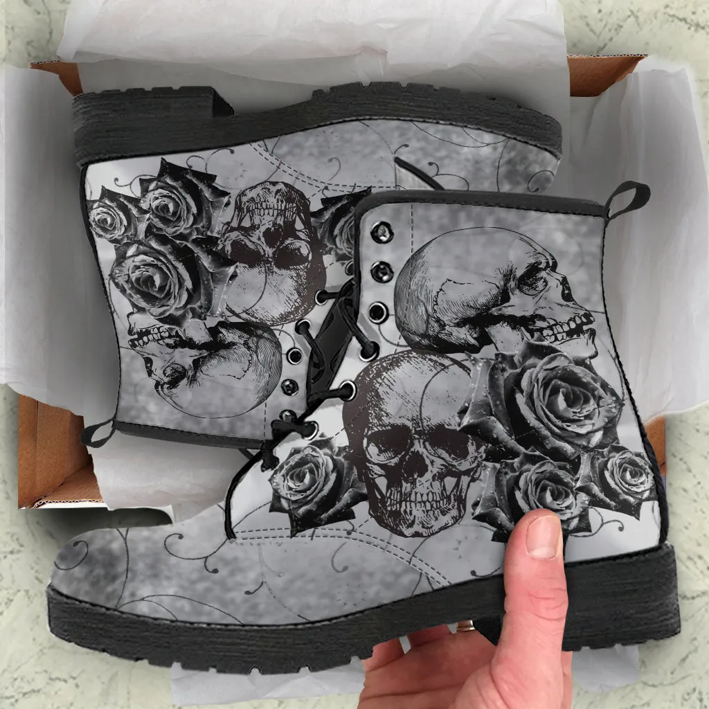 Combat Boots - Witch's Gray Boots | Goth Boots, Gothic Boots, Boho Shoes, 90s Boots, 2000s Boots, Vegan Leather