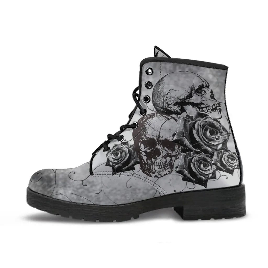 Combat Boots - Witch's Gray Boots | Goth Boots, Gothic Boots, Boho Shoes, 90s Boots, 2000s Boots, Vegan Leather