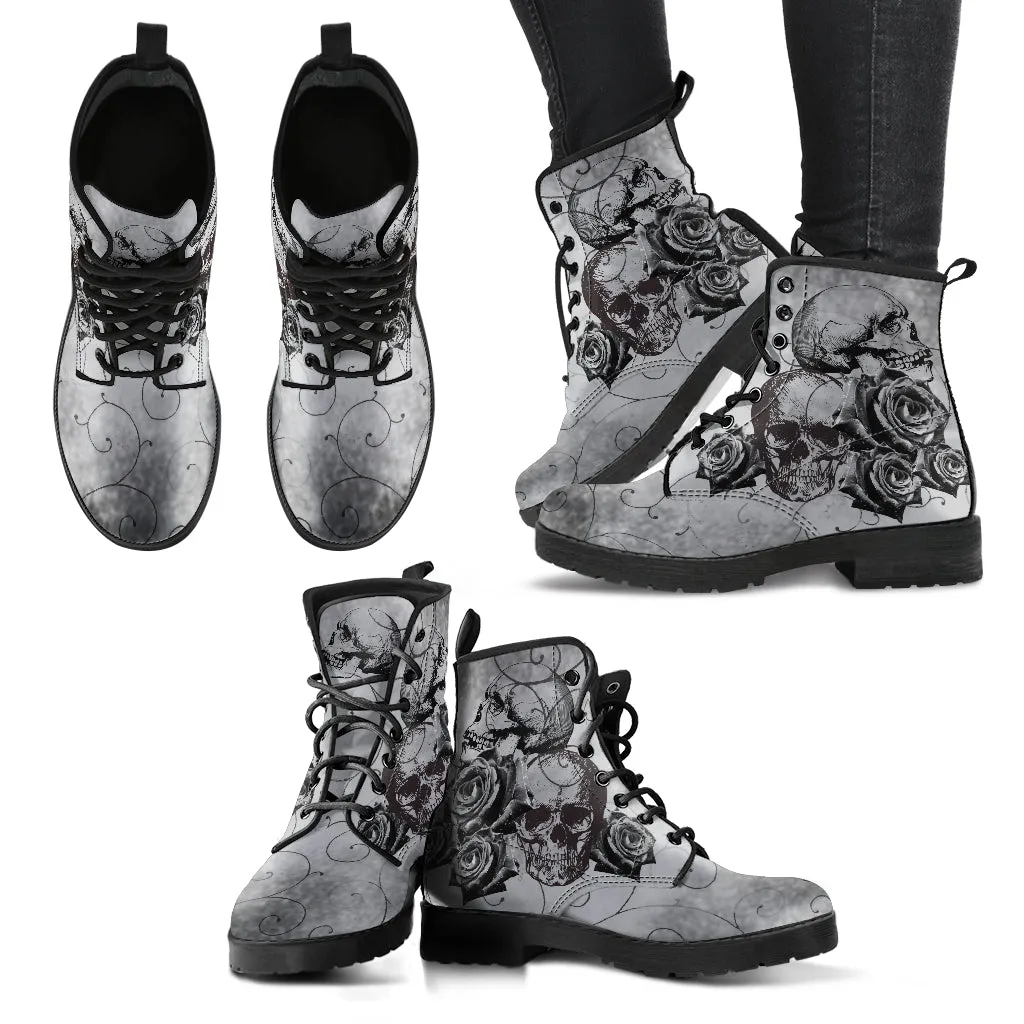 Combat Boots - Witch's Gray Boots | Goth Boots, Gothic Boots, Boho Shoes, 90s Boots, 2000s Boots, Vegan Leather