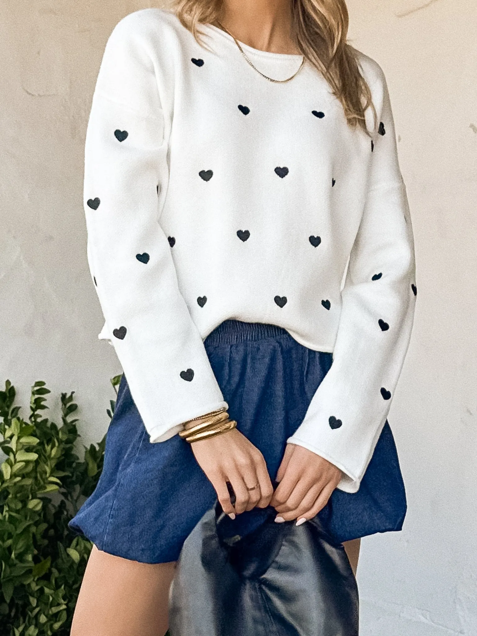 Dahlia Heart Print Sweater