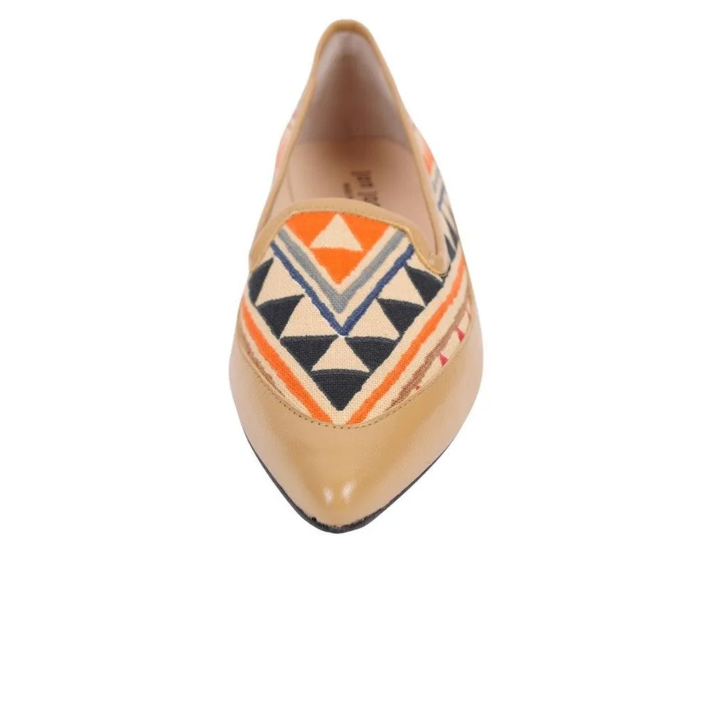 David Natural Leather and Fabric Jon Josef Loafer Flats