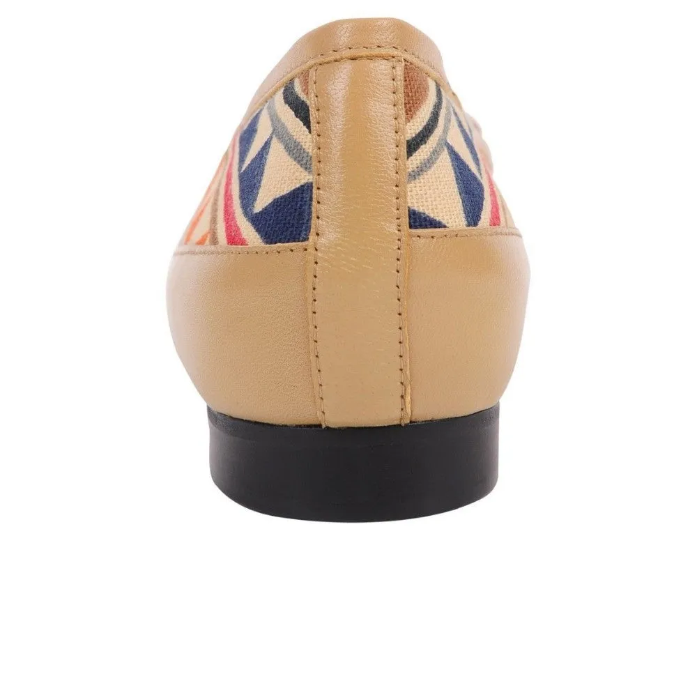 David Natural Leather and Fabric Jon Josef Loafer Flats