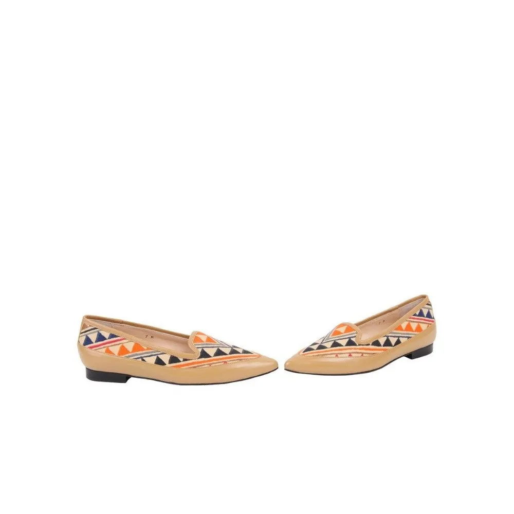 David Natural Leather and Fabric Jon Josef Loafer Flats
