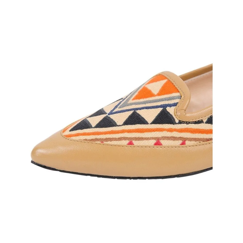 David Natural Leather and Fabric Jon Josef Loafer Flats