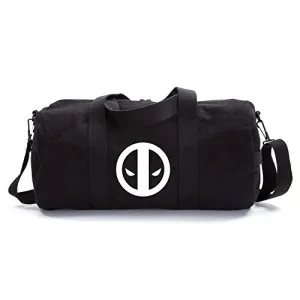 Deadpool Logo Sport Heavyweight Canvas Duffel Bag in Black & White, Large