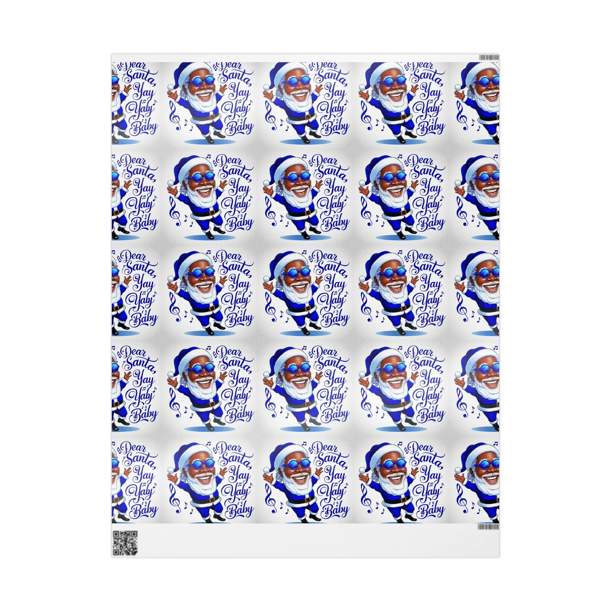 Deck the Halls with Joyful Blues: African American Santa Wrapping Paper