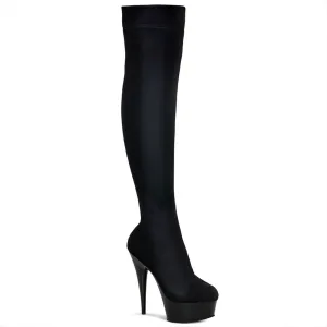 DELIGHT-3002 Skintight Velvet Thigh High Pull On Boots