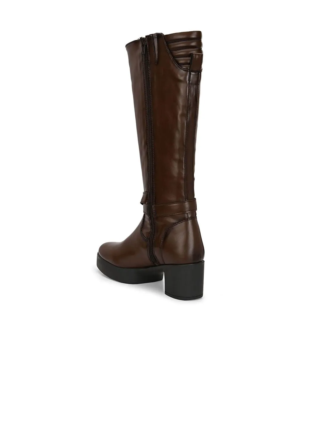 Delize Women Mid Heel Western Knee Length High Boots