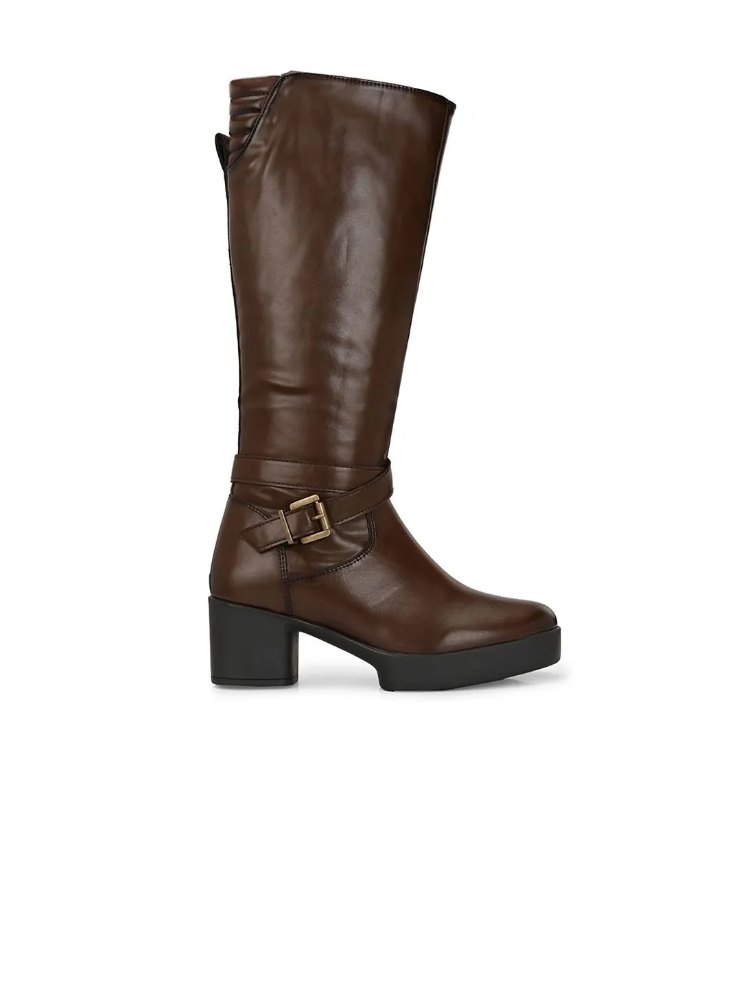 Delize Women Mid Heel Western Knee Length High Boots