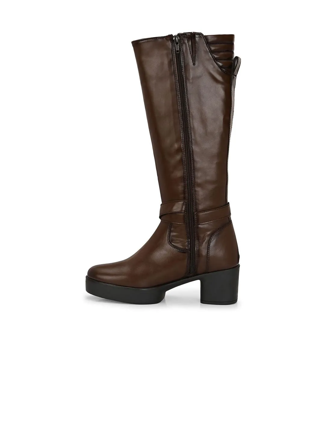 Delize Women Mid Heel Western Knee Length High Boots