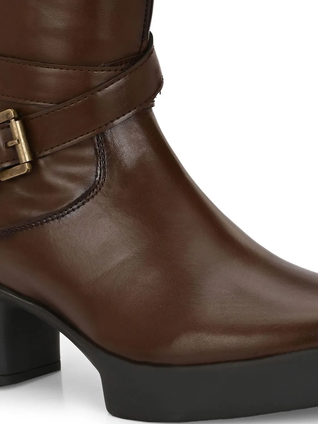 Delize Women Mid Heel Western Knee Length High Boots