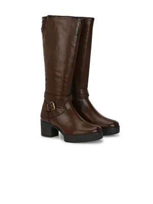 Delize Women Mid Heel Western Knee Length High Boots