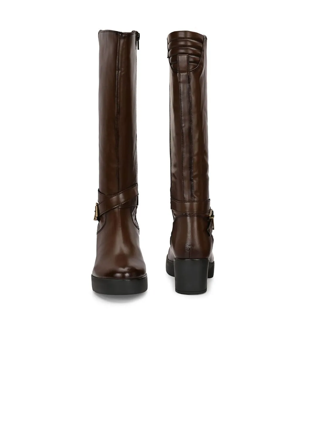 Delize Women Mid Heel Western Knee Length High Boots
