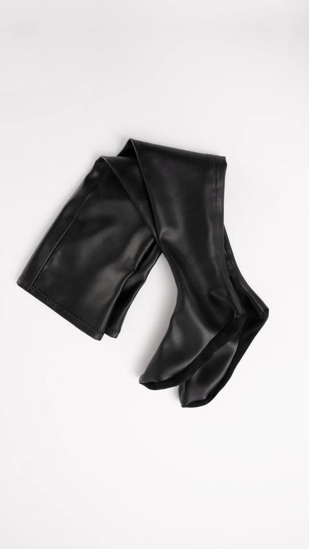 DORA - Black High Faux Stretch Leather Socks