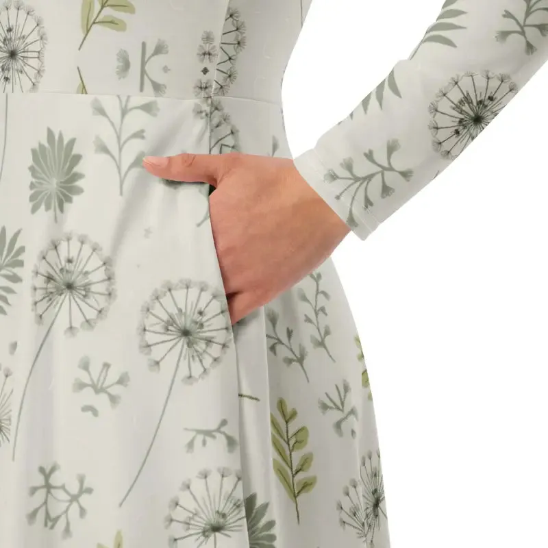 Dreamy Dandelions Long Sleeve Midi Dress