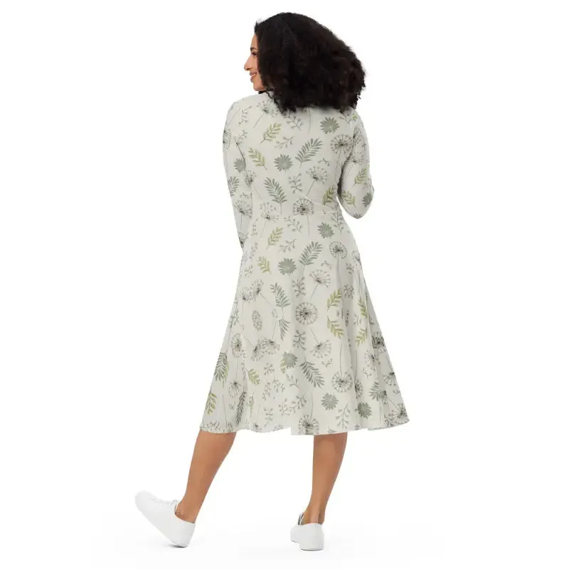 Dreamy Dandelions Long Sleeve Midi Dress