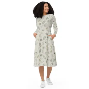 Dreamy Dandelions Long Sleeve Midi Dress