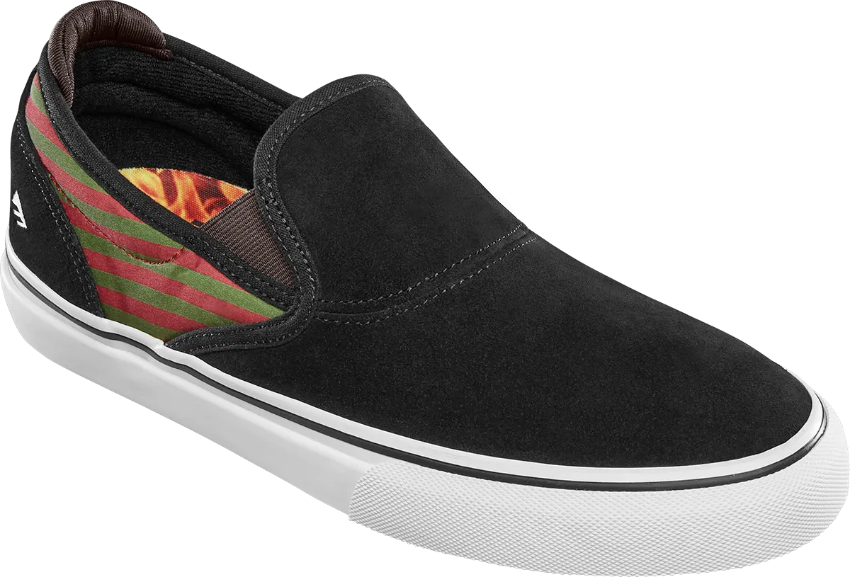 Emerica Mens Wino G6 Slip-On X Braden Hoban Black Olive Red Shoes