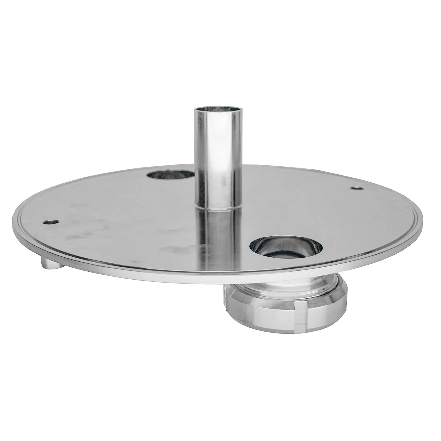 Extraction Flat Lid w/ 10" x 1.5" Tri Clamp, 2 x 1/4" NPT female, 2 x 1.5" Sight Glass