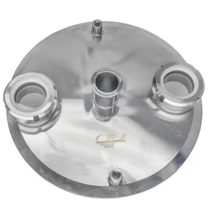 Extraction Flat Lid w/ 10" x 1.5" Tri Clamp, 2 x 1/4" NPT female, 2 x 1.5" Sight Glass
