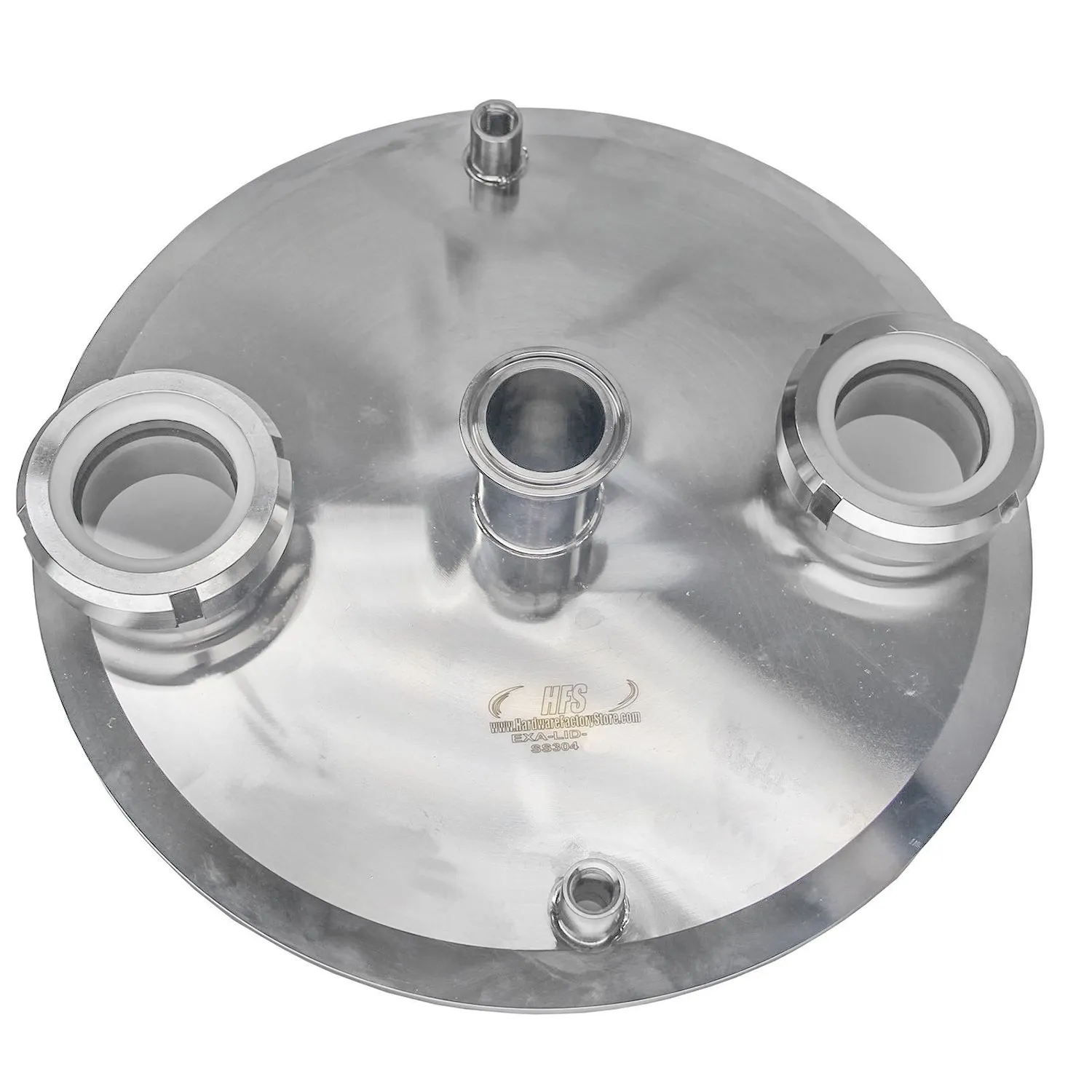 Extraction Flat Lid w/ 10" x 1.5" Tri Clamp, 2 x 1/4" NPT female, 2 x 1.5" Sight Glass