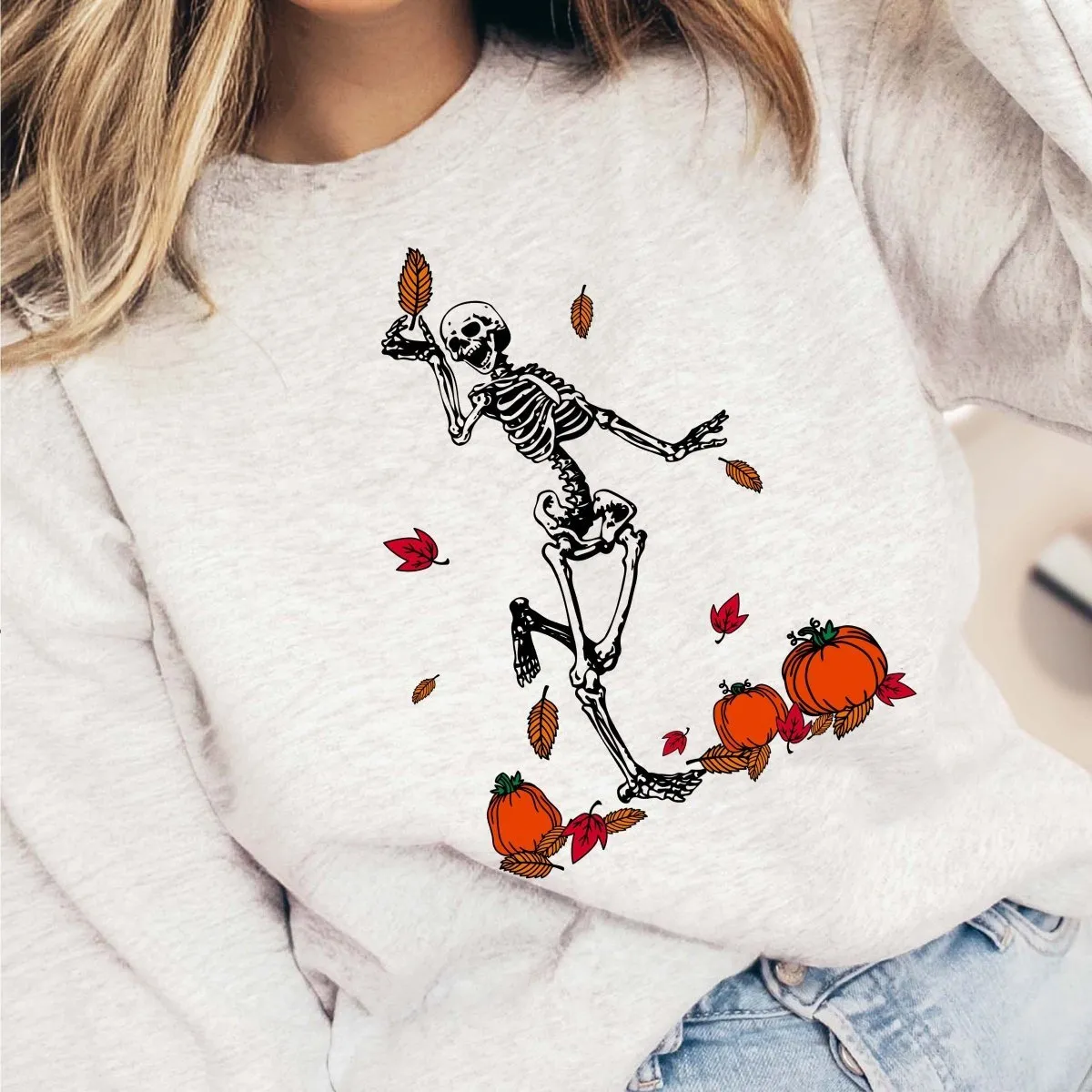Fall Dancing Skeletons Wholesale Graphic Sweatshirt - Fast Shipping