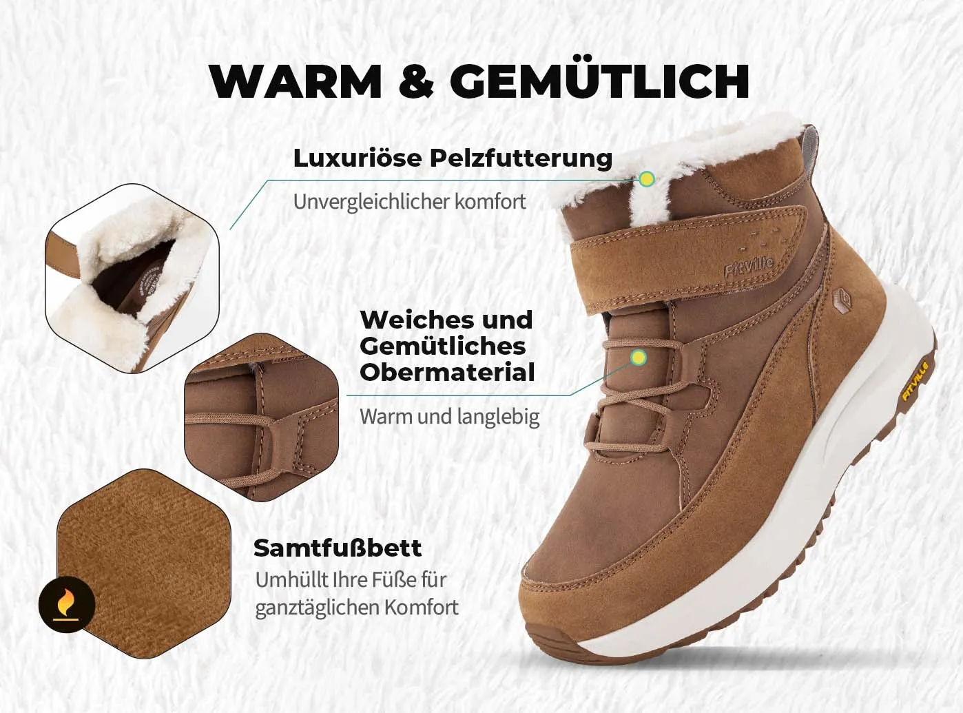 FitVille Damen CozyCore Winterstiefel V12