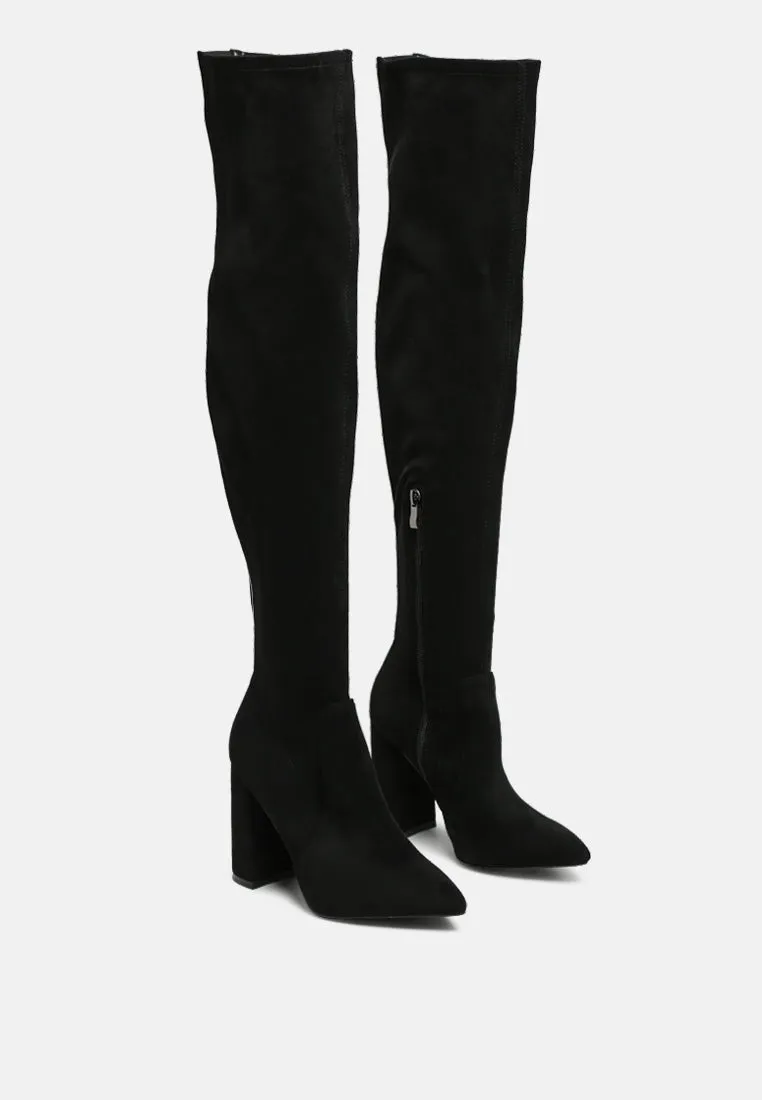 flittle long block heel boots