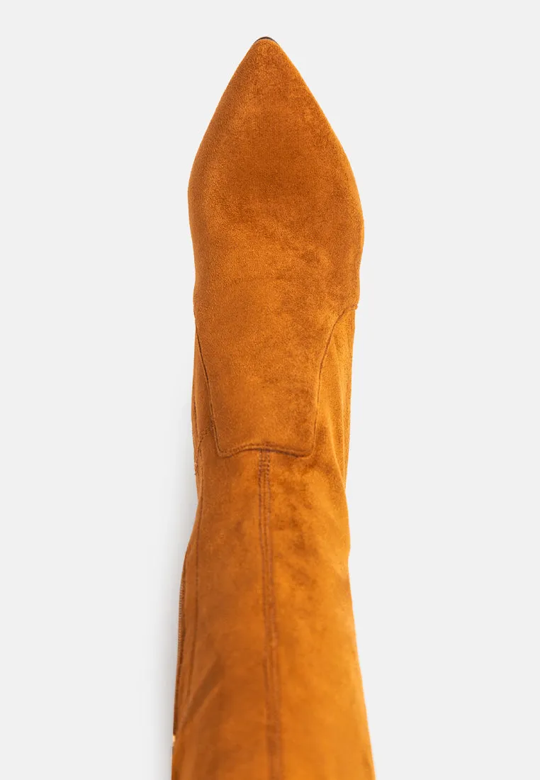 flittle long block heel boots