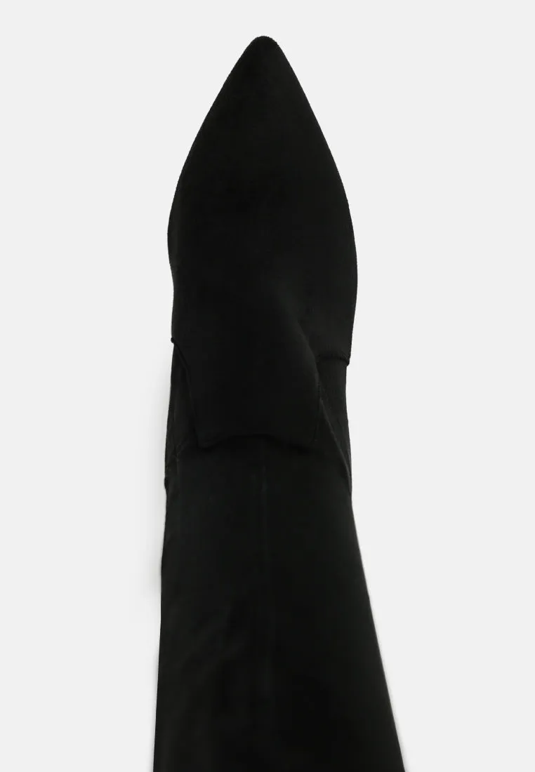 flittle long block heel boots