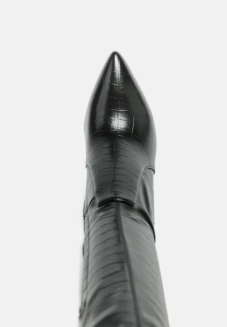 flittle long block heel boots