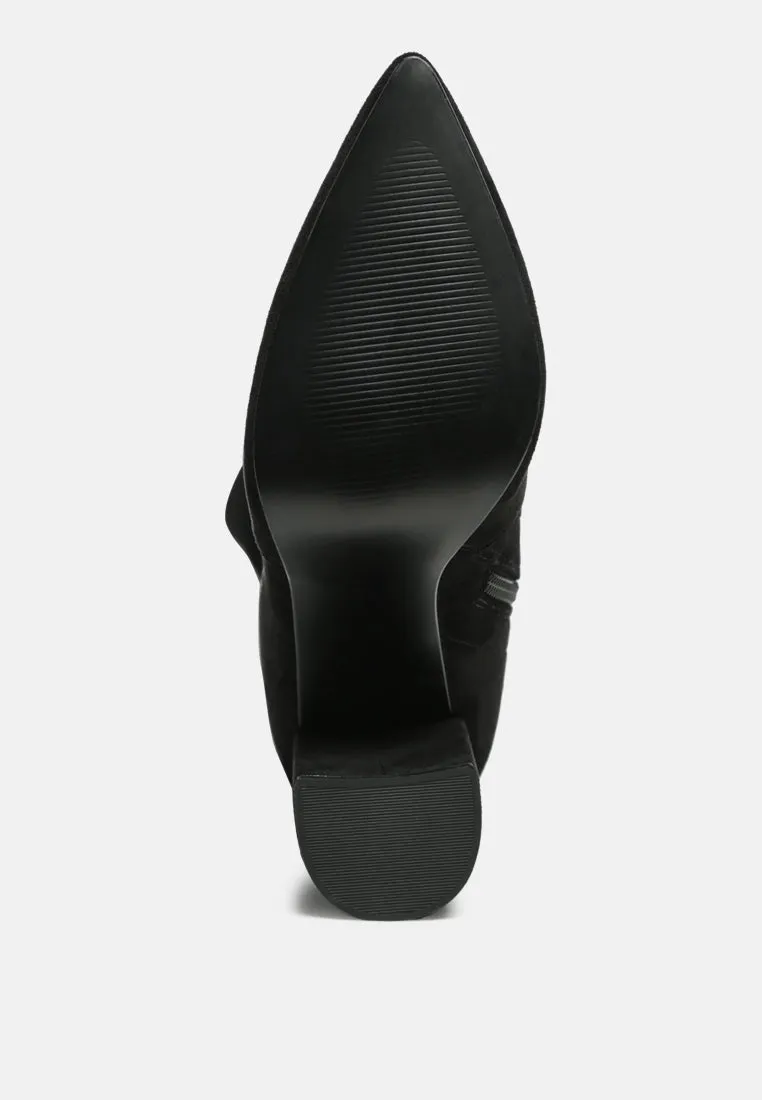 flittle long block heel boots