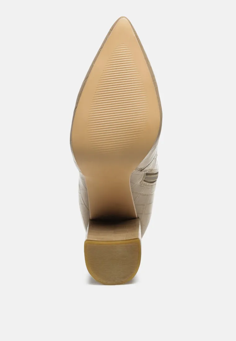 flittle long block heel boots