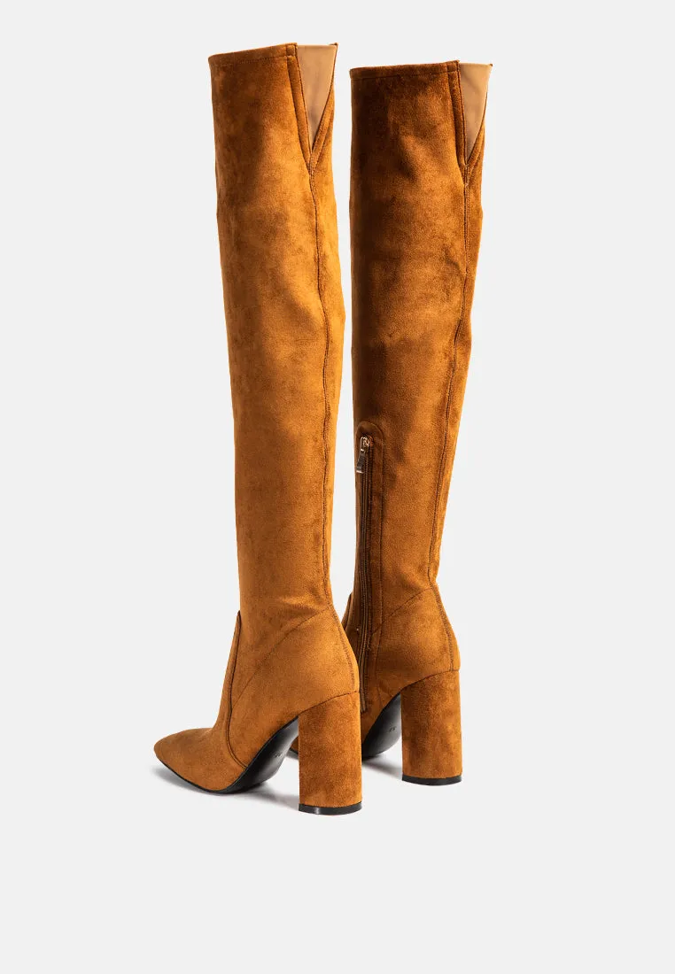 flittle long block heel boots