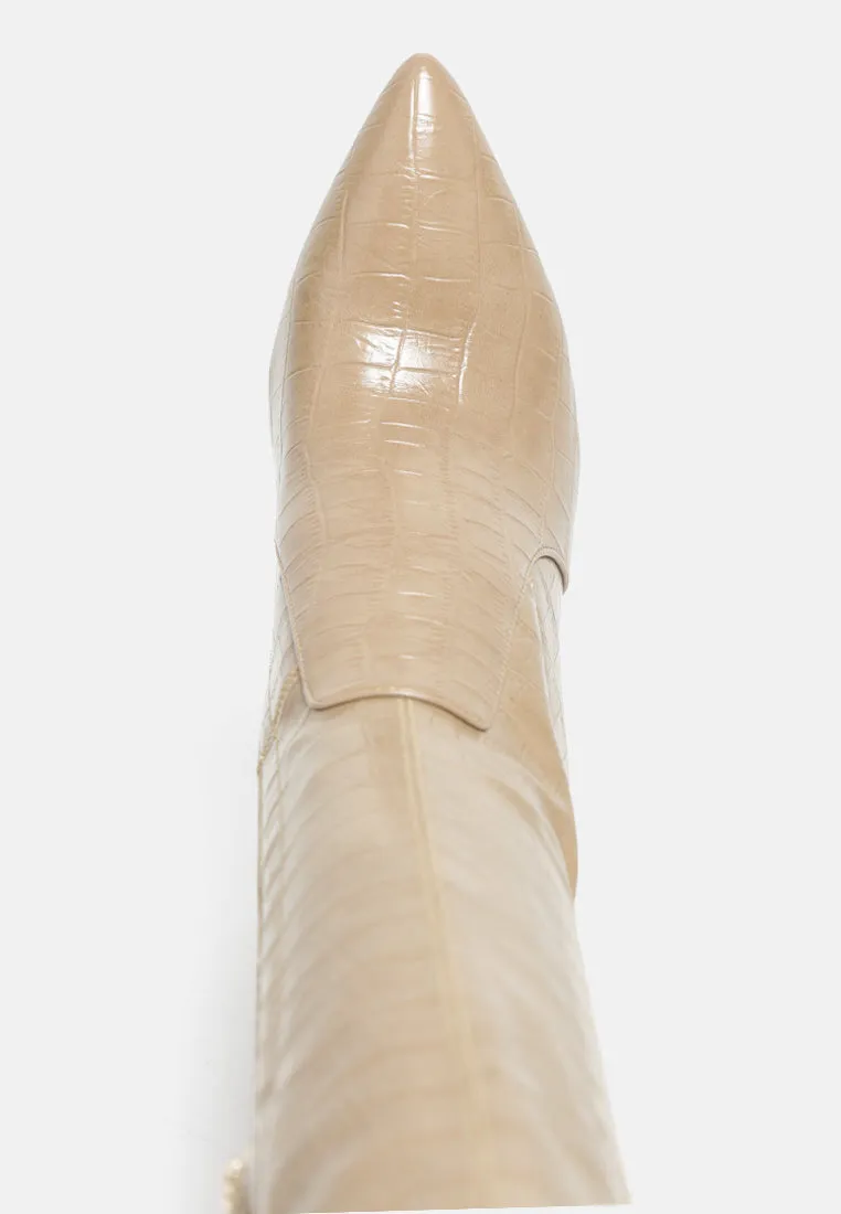 flittle long block heel boots