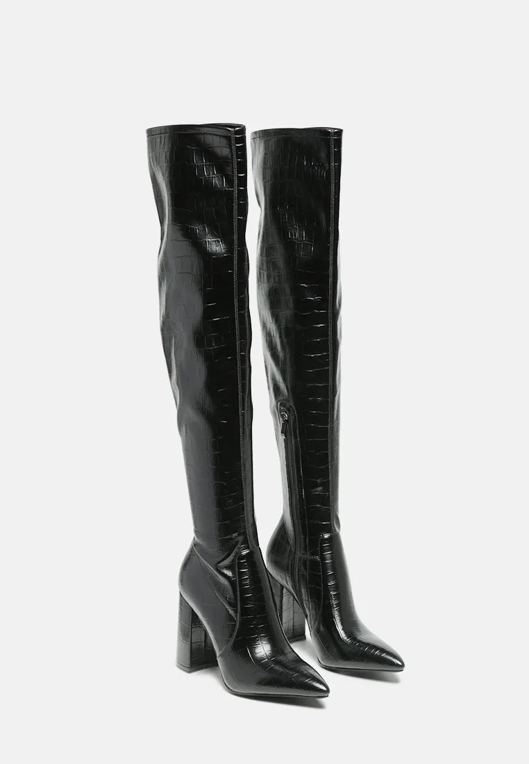 flittle long block heel boots