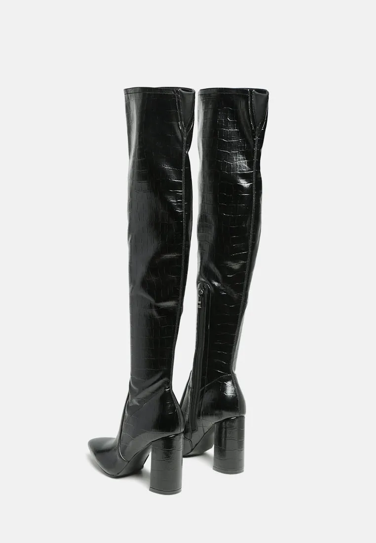flittle long block heel boots