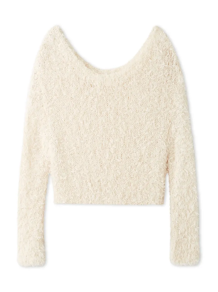 Fluffy Boat Neck Knit Sweater