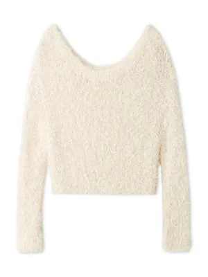 Fluffy Boat Neck Knit Sweater