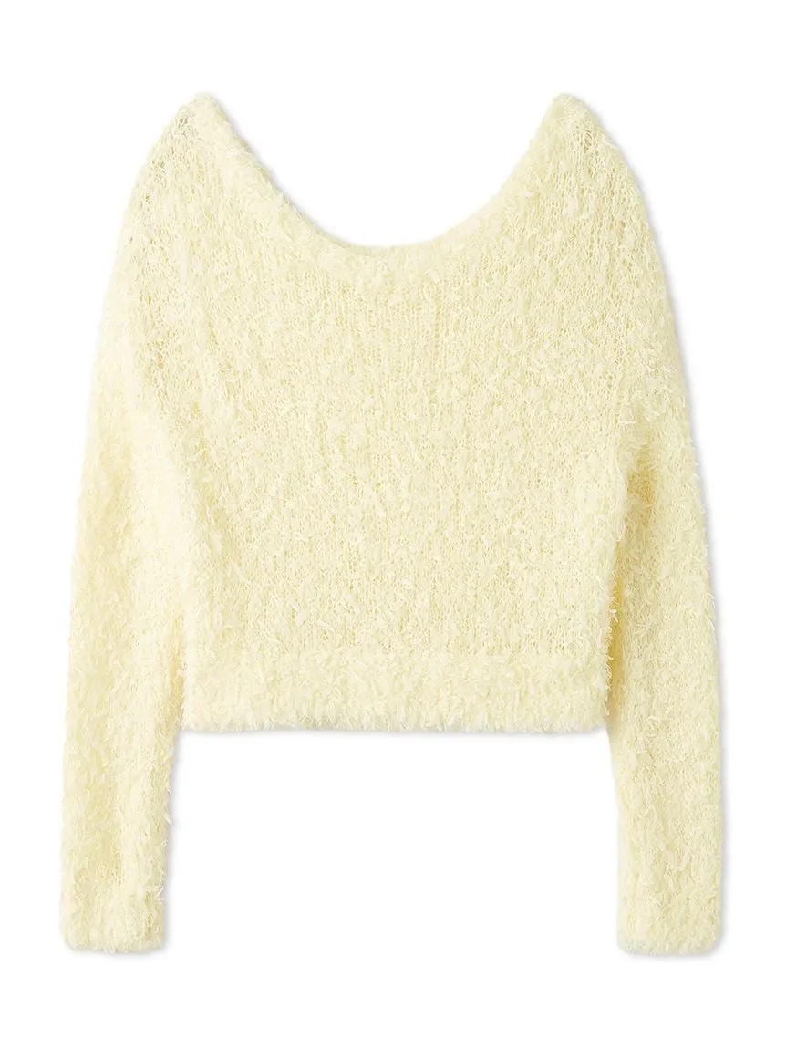 Fluffy Boat Neck Knit Sweater