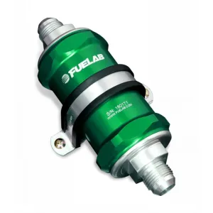 FUELAB 84812-6 In-Line Fuel Filter With Check Valve (8AN in/out, 3 inch 40 micron stainless steel element) Green