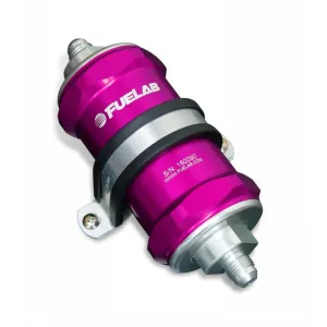FUELAB 84822-4 In-Line Fuel Filter With Check Valve (8AN in/out, 3 inch 100 micron stainless steel element) Purple