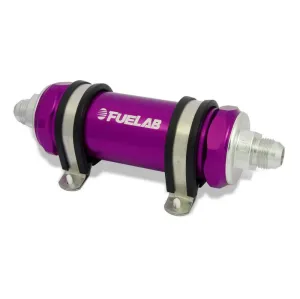 FUELAB 85811-4 In-Line Fuel Filter With Check Valve (8AN in/out, 5 inch 40 micron stainless steel element) Purple