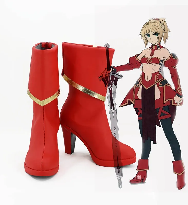 Game Fate/Grand Order Mordred Cosplay Shoes Boots Custom Made for Adult Men and Women Halloween Carnival