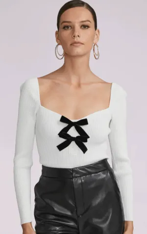 Generation Love Coralie Velvet Bow Top in White