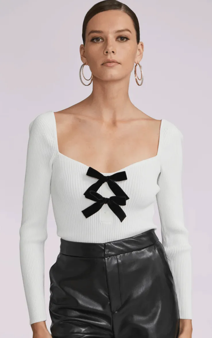 Generation Love Coralie Velvet Bow Top in White